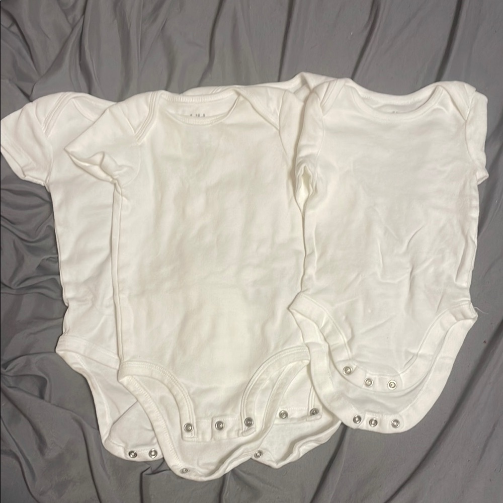 4 White Baby Onesie Set